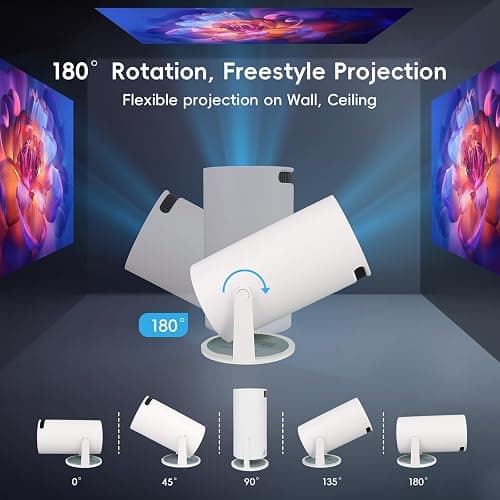 Portable Mini Projector with WiFi & Bluetooth, 1080P Supported, Native 480P, 100 ANSI Lumens,180° Rotation,Indoor Outdoors Video Projector Compatible with HDMI, USB, Phone, TV Stick, PC, PS5 thumbnail 5