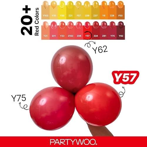 PartyWoo Red Balloons 140pcs Different Sizes of 18 12 10 5 Inch | Balloons for Birthday Graduation Bachelorette Citizenship Anniversary Cherry Casino Theme Party Decorations Red-Y57 thumbnail 2