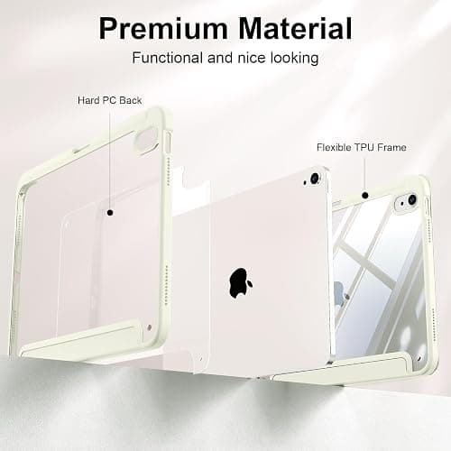 BFGTSJF Case for iPad (A16) 11th Generation 11 Inch 2025, iPad 10th Generation 10.9 Inch 2022 with Pencil Holder, Slim Trifold Stand Protective Cover with Clear Back, Auto Wake/Sleep, Cream White thumbnail 5