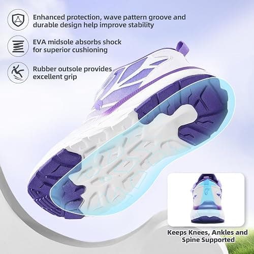 Kids Orthopedic Tennis Shoes for Boys and Girls: Comfortable Casual Plantar Fasciitis Arch Support Athletic Running Sneakers, Orthotic Breathable School Sports Walking Shoes for Foot and Pain Relief - 2 Little Kid - W5-purple White thumbnail 7