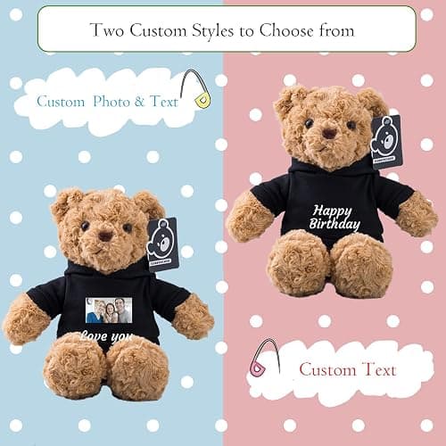 MeterBear Orsacchiotto Peluche Personalizzato con Nome Foto, Orsetto di Peluche Teddy Bear come Regali Personalizzati per lui Natale Regali Compleanno San Valentino Anniversario (26cm) thumbnail 2