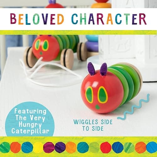 Kids Preferred World of Eric Carle The Very Hungry Caterpillar Newborn Wooden Fidget Toy, Baby Sensory Caterpillar Shaker Rattle for Infants, Babies, and Toddlers thumbnail 4
