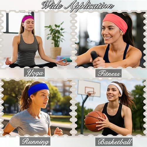 25 Pack Headbands for Women 25 Colors Head Bands for Women's Hair, Non Slip Stretchy Elastic Headbands for Yoga Running Gym thumbnail 7