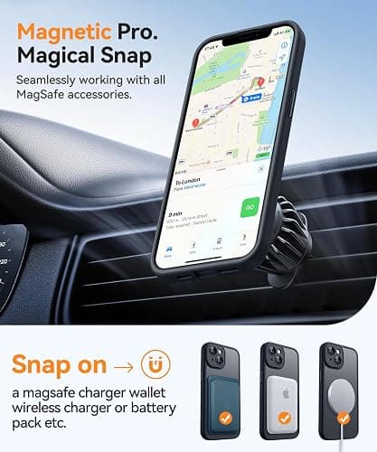 CANSHN Magnetic for iPhone 13 Case, Upgraded [Full Camera Protection] [Compatible with Magsafe] [Translucent Matte] Shockproof Protective Phone Case for iPhone 13 6.1" - Black thumbnail 5