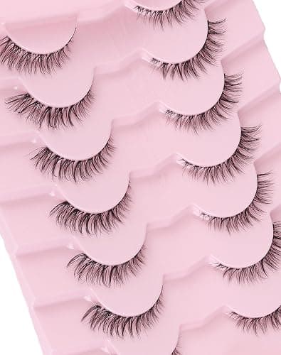 Jiocolor Cat Eye Lashes Wispy Fake Lashes Clear Band Strip Lashes ZT20 | Lashes Natural Look Short Eyelashes Clear Band False Eyelashes 7 Pairs thumbnail 7