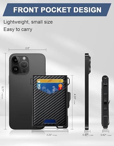 GHUKY Wallet for Men, Minimalist Slim Mens Wallet with Money Clip, RFID Blocking Smart Pop Up Card Wallet with ID Window, Compact Bifold Wallet, Metal Aluminum Credit Card Holder thumbnail 5