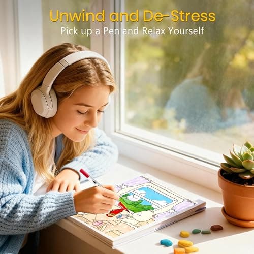 Cute Coloring Book Set for Teens Adults Relaxation, Easy and Simple Designs Coloring Book for Teens Girls, Stress Relief Gifts for Women with 36 Colors Markers & 12 Glitter Pens & 12 Colored Pencils thumbnail 4