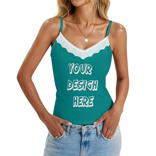 Personalized Tanks for Women Custom Shirt Sleeveless V-Neck Design Your Own Photo Text Front/Back Print Gift - Image 1