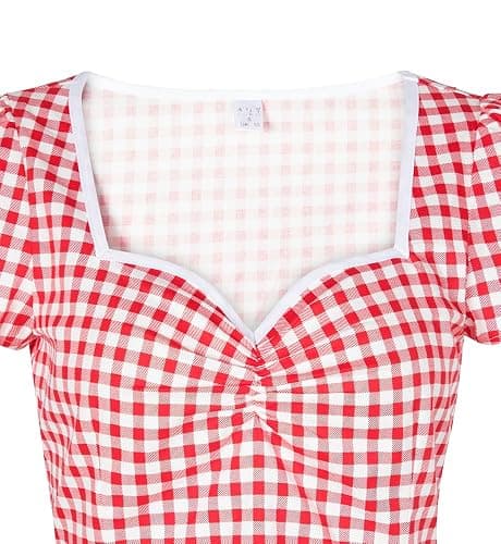 YARN & INK Women's Rockabilly Tops, 1950s Pinup Vintage Blouse Square Neck Slim Fit Shirt Classic Elegant for Women Girls thumbnail 4