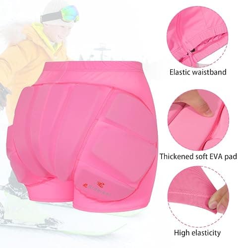 Kids Snowboard Protection Impact Shorts with Zipper，Snowboard Butt Pad Women, Butt Pads Snowboarding for Ski Protection Snowboard Padded Shorts thumbnail 2