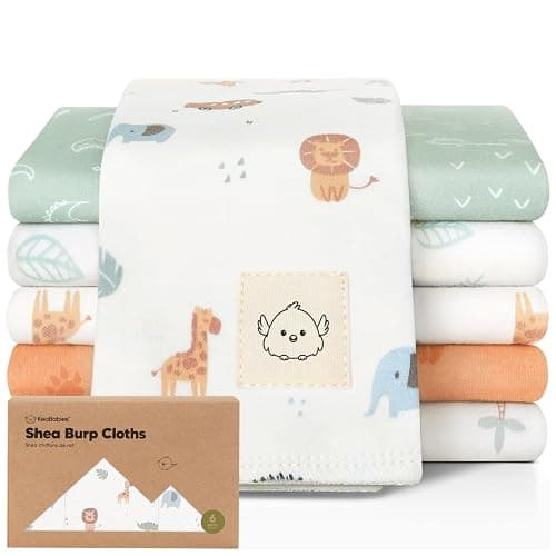 Organic Burp Cloths Baby Boy, Girl - 6-Pack Large 100% Cotton Burping Cloths for Babies, Spit Up Rags, Super Absorbent, Ultra Soft Newborn Rag, Gender Neutral, Machine Washable, Durable (Wilderness) - Image 1