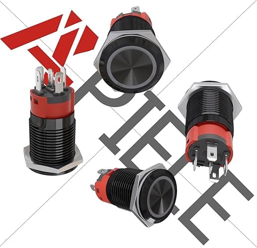 APIELE 16mm Latching Push Button Switch 12V DC On Off Black Shell with LED Angel Eye Head for 0.63" Mounting Hole with Wire Socket Plug Self-Locking (White/Black Shell) - Black Shell-White thumbnail 3