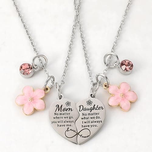 Artlunar Mother Daughter Necklace - Heart Matching Necklace Keychain for Mom Women Mother Day Gift from Daughter thumbnail 6