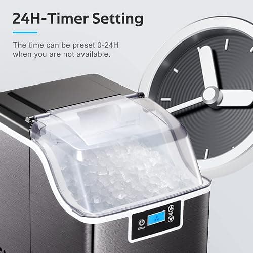 Nugget Ice Maker Countertop with Self-Cleaning,Chewable Pellet Ice Crushed ice 45Lbs/24H,Black thumbnail 4