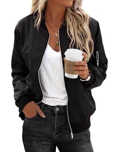 Zeagoo Women's Bomber Jacket Casual Coat Zip Up Spring Fall Clothes with Pockets S-XXL - Image 1