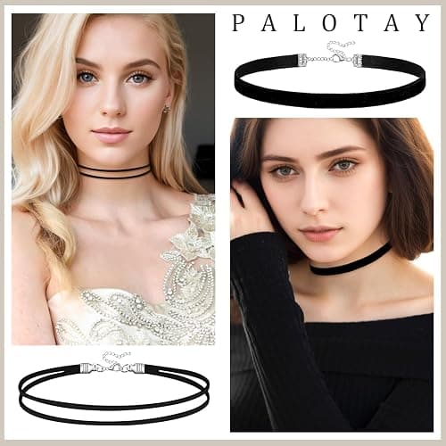 Palotay Black Choker Necklace Set Velvet Lace Choker Daisy Gothic Punk Classic Choker thumbnail 2