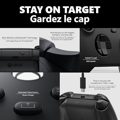 XBOX Core Wireless Gaming Controller + USB-C Cable for Series X|S, One, Windows PC, Android, and iOS thumbnail 4