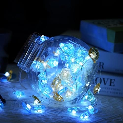 Yoitomehy Ocean Decor Sea Turtles, Shells, Conchs, and Seahorses String Lights, 30 LEDs 10ft Battery Powered, Beach Ocean Under the Sea Party Decorations for Bedroom Ocean Themed Party Classroom thumbnail 3