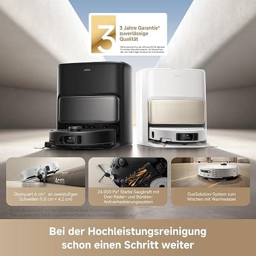 Mova V50 Ultra Complete Saugroboter mit Wischfunktion 24.000 Pa, 6cm Hindernisüberwindung, Liftable Navigation+RGB AI+LED, 80℃ Heißwasserwäsche & 63℃ Selbsttrocknung, DuoSolution System, Tricut Bürste thumbnail 2