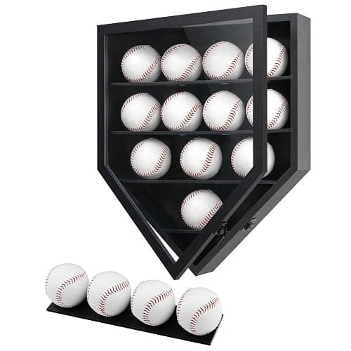 Americanflat 12.9x15.5 Baseball Display Case Holds Up to 12 Baseballs or Champion Rings - All-Star Collection - Wall Mounted Home Plate Baseball Display Case with Polished Plexiglass - Black thumbnail 11