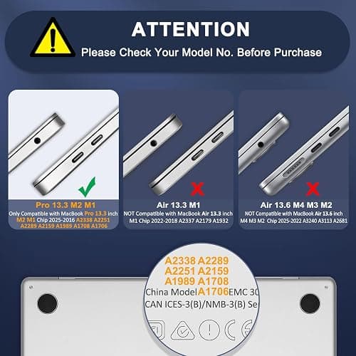 MOSISO Compatible with MacBook Pro 13 inch Case M2 2025, 2024, 2023, 2022-2016 A2338 M1 A2251 A2289 A2159 A1989 A1708 A1706, Plastic Hard Shell&Keyboard Cover&Screen Film&Storage Bag, Lavender Gray thumbnail 2
