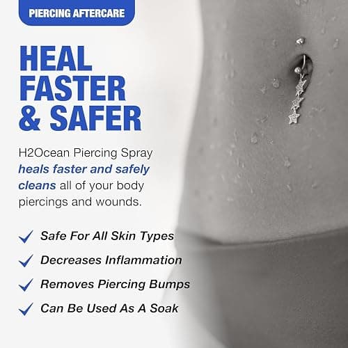 H2Ocean Piercing Aftercare Spray, 4oz Saline Cleaning Solution with Sea Salt for Nipple, Ear, Nose, Lip & Belly Piercings, Set of 2 thumbnail 4