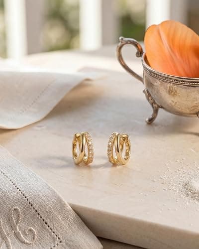 MUMREUES Gold Hoop Earrings for Women Huggie Hoop Earrings Jewelry Gifts | Hypoallergenic Earrings,Earrings for Sensitive Ears Women,Dainty Earrings for Women Trendy,Jewelry Gifts, thumbnail 5