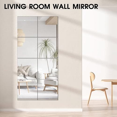 VASUHOME Glass Full Length Wall Mirror Tiles- 12x10 Inch- 4PCS, Frameless Full Body Mirror for Home Gym, Bedroom, Living Room - Versatile Wall Mirror with Unrivaled Clarity thumbnail 5
