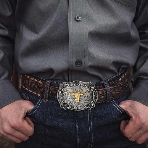 HUABOLA CALYN Western Cowboy Cowgirl Belt Buckle, Long Horn Bull Western Belt Buckle for Men Women thumbnail 4