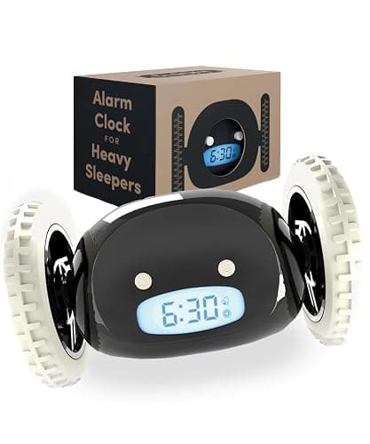 CLOCKY Extra Loud Alarm Clock for Heavy Sleepers on Wheels Rolls Runs Away Vibrating, Easy to Set Super Smart Snooze Digital Bed Shaker Alarm Clock Funny Gift for Adults Kids Teens Bedrooms (Black) - Image 1