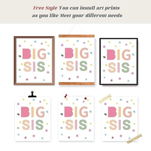 LARTSFRO Brother and Sister Make The Best Friends Wall Art Decor Posters, Baby Boys Gril Nursery Room Playroom Bedroom Bathroom Wall Art Decor, Inspirational Decor for Big Sister Little Brother Nursery Toddler Baby, Gifts for Kids 10x8 Inch Set of 4 Pcs (UNFRAMED) - 8X10in - Big Sis Lil Bro thumbnail 4