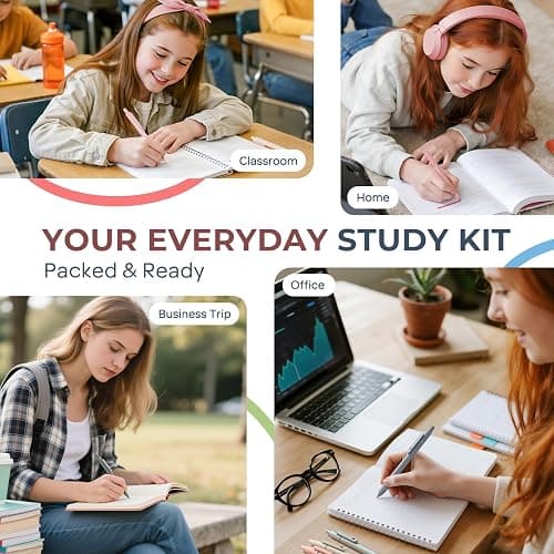 Nicpro 39 PCS Aesthetic School Supplies with Cute Pink Pencil Case, 12 Pastel Highlighters, 5 Quick Dry Black Ink Pens, 6 Mechanical Pencil 0.5 & 0.7 mm for Girls Student Stationary College Essentials thumbnail 6
