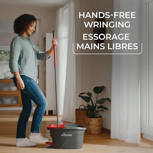 Vileda EasyWring Spin Mop & Bucket Floor Cleaning System with Power Mop Head | Hands-Free Wringing Mop Bucket | Extendable Handle | Safe on All Floor Types| Mop Refill Removes Tough Dirt and Grime thumbnail 4