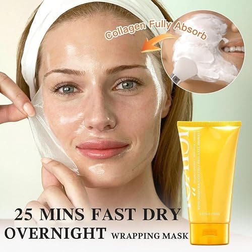 ICIKOL Turmeric Collagen Night Wrapping Mask, Kojic Acid Overnight Peel Off Face Masks with Vitamin C for Refresh Dullness Looking Skin, Hydrating Facial Masks Radiant Women Skin, 5.07 oz Large Size thumbnail 4