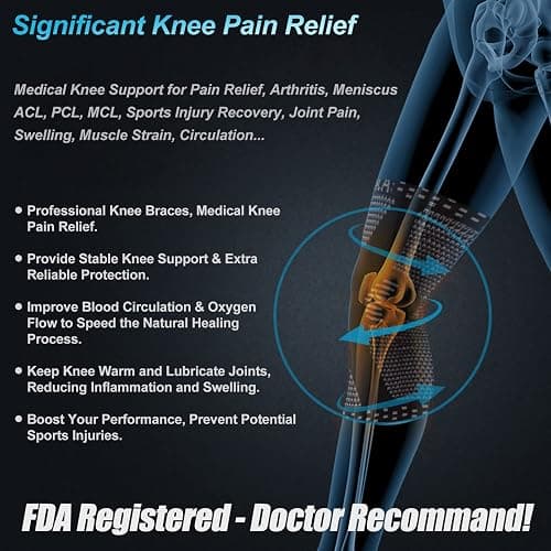 NEENCA Professional Knee Brace, Compression Knee Support with Patella Gel Pad & Side Stabilizers, Medical Knee Sleeve for Pain Relief, ACL,PCL, Meniscus, Injury Recovery, Arthritis, Sports, Workout... thumbnail 5