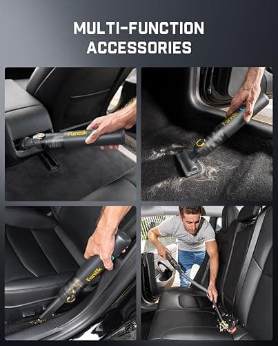 Fanttik Slim V8 Mate Cordless Car Vacuum Suction Power 12000Pa, Portable Mini Vacuum with Flexible Hose and Pet Brush, Type-C Charge, Portable for Car, Office Desk, Keyboards, Gray thumbnail 2