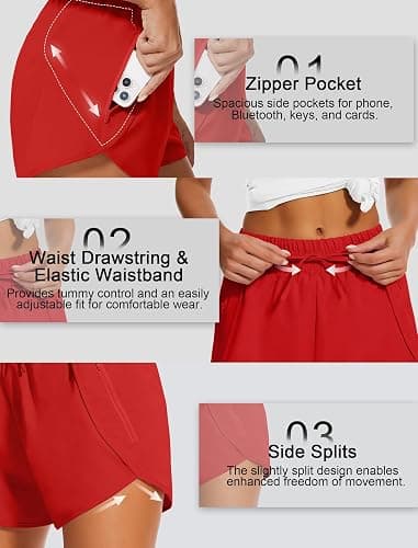 addigi Women's Running Shorts High Waisted Quick Dry Athletic Shorts Sports Workout Gym Track Drawstring Shorts with Pockets thumbnail 4