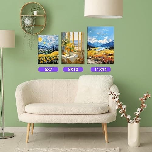 ESRICH Stretched Canvas for Painting, 24 Multi Pack 11x14, 8x10, 5x7(8 of Each) Blank Canvases for Painting, Primed Paint Canvas for Oil Paint, Acrylic Paint, for Beginners, Artists. thumbnail 7