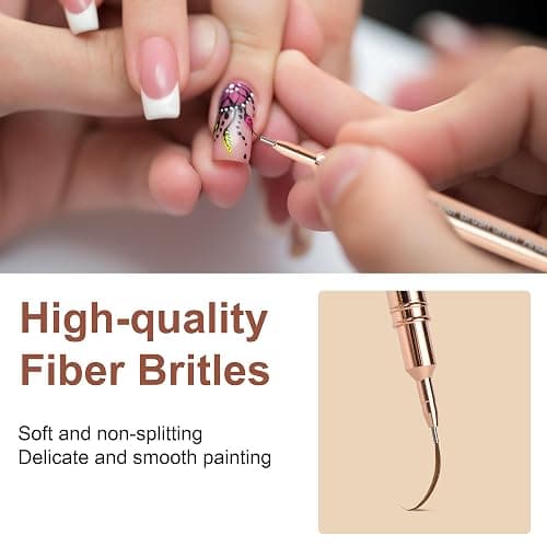 Artdone Metallic Nail Art Pens, Liner Brushes Set, 5PCS Copper Color Nail Tools For Long Lines, Thin Details, Fine Drawing, Liner Brush UV Gel Polish Painting Nail Design Sizes 5/8/12/20/25mm thumbnail 4