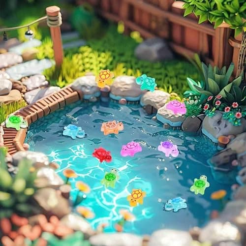 XISHAN 300PCS Luminous Tiny Turtles Mini Resin Turtles for Crafts Dollhouse Miniatures Mini Animals Plastic Turtle Bulk for Fairy Garden Aquarium Micro Landscaping Decoration(6 * 8mm) thumbnail 4