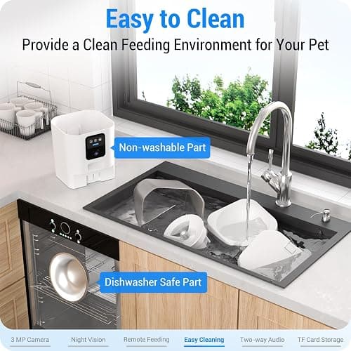 Frienhund Automatic Cat Feeder with 2K Camera: 5G WiFi Automatic Dog Feeder with Night Vision,Cat Food Dispenser with 7L Large Food Storage Container for Multiple Pet,Detachable for Easy Clean -29 Cup thumbnail 5