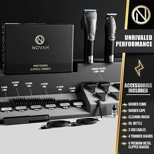 Novah® Professional Hair Clippers for Men, Professional Barber Clippers and Trimmer Set, Mens Cordless Hair Clipper for Barbers Haircut Kit Fade thumbnail 4