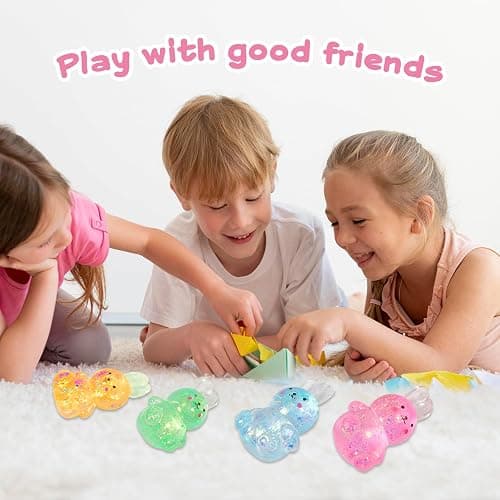 Easter Basket Stuffers,Easter Basket Essentials,4pcs Big Squishy Easter Bunny Stress Balls for Adults,kids,Easter Toys Stress Relief Fidget Balls,Easter party favors for kids,Easter Basket Ideas Gifts thumbnail 8