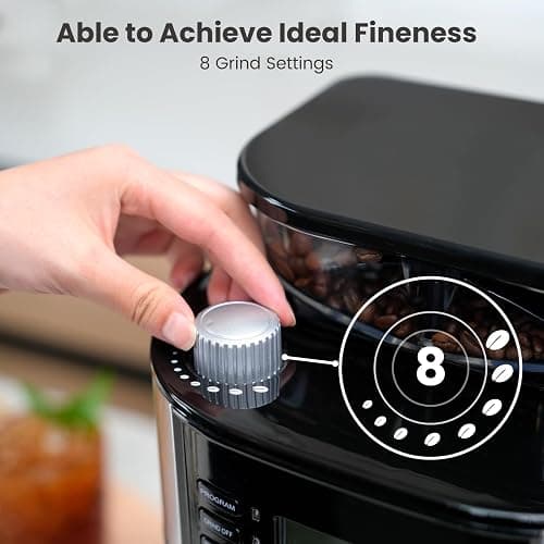Gevi 10-Cup Coffee Maker with Built-in Burr Grinder, Programmable Timer, 1.5L Water Tank, Reusable Filter & Warming Plate – Drip Coffee Machine for Fresh Ground Coffee thumbnail 5
