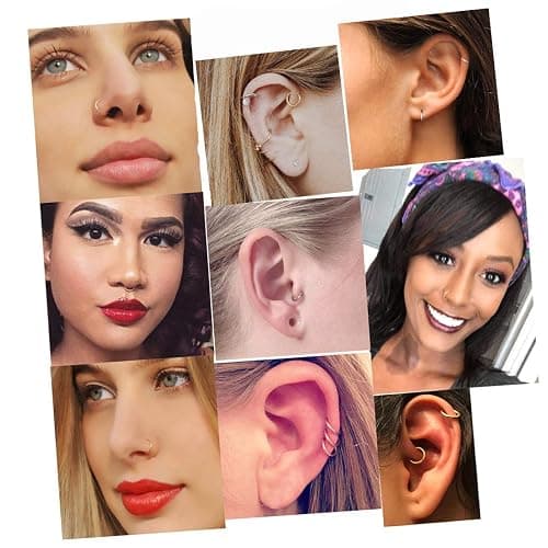 EACHLP Unisex 18K Real Gold Plating Surgical Steel Sleeper Tiny Hoop Earrings,Nose Ring Septum Ring Helix Ring Daith Ring Lip Ring Nipple Ring Snug Ring Rook Ring Body Piercing Jewelry thumbnail 7