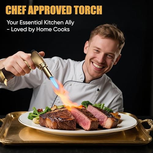 KOACKL Dual Flame Butane Torch Lighter, Refillable Kitchen Torch, Adjustable Flame with Ignition Lock Mini Blow Torch for Cooking, Creme Brulee, Soldering, Welding (Butane Gas Not Included) thumbnail 6