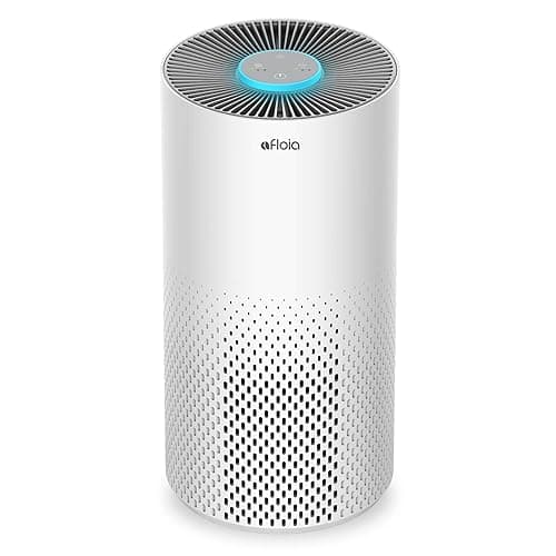 Afloia Air Purifiers for Home Bedroom Large Room Up to 1076 Ft², 3-Stage Filter Cleaner Odor Eliminator, Remove Pets Dust Dander Hair Allergy Mold Pollen Smoke Smell, Quiet 22 dB, 7 Colors Night Light - White - Image 1