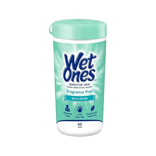 Wet Ones Hand and Face Wipes, Sensitive Skin Wipes | Unscented Wipes, Hand and Face Wipes Sensitive Skin, Wet Ones Sensitive Skin Wipes, 40 ct. Canister - Image 1