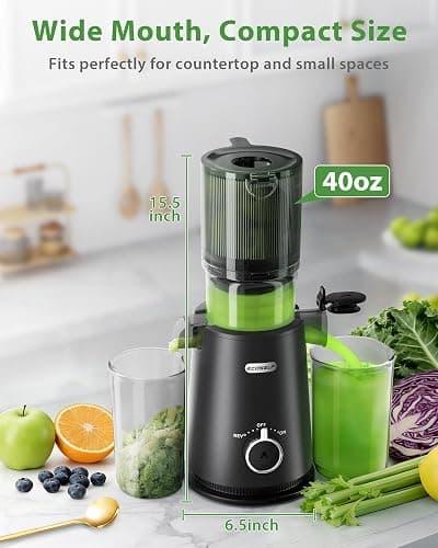 ECOSELF Juicer Machines - Wide Mouth Feed Chute with Self Feeding Hands-Free Design - Cold Press Juicer for Vegetables and Fruits - Juice Extractor Machine High Juice Yield - With Brush thumbnail 6