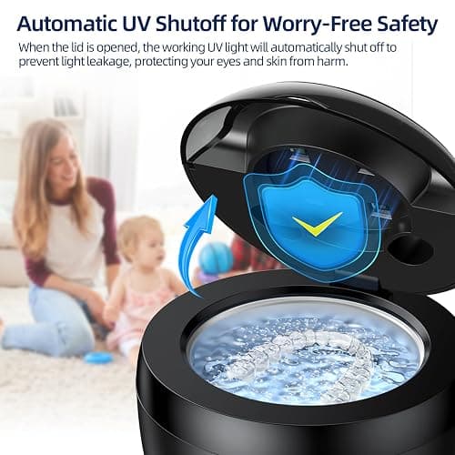 Retainer Cleaner, 45kHz Ultrasonic Retainer Cleaner Machine with 200ML Capacity & 4 Modes for Dentures, Aligners, Mouthguards, Retainers, Jewelry and Oral Appliances thumbnail 7